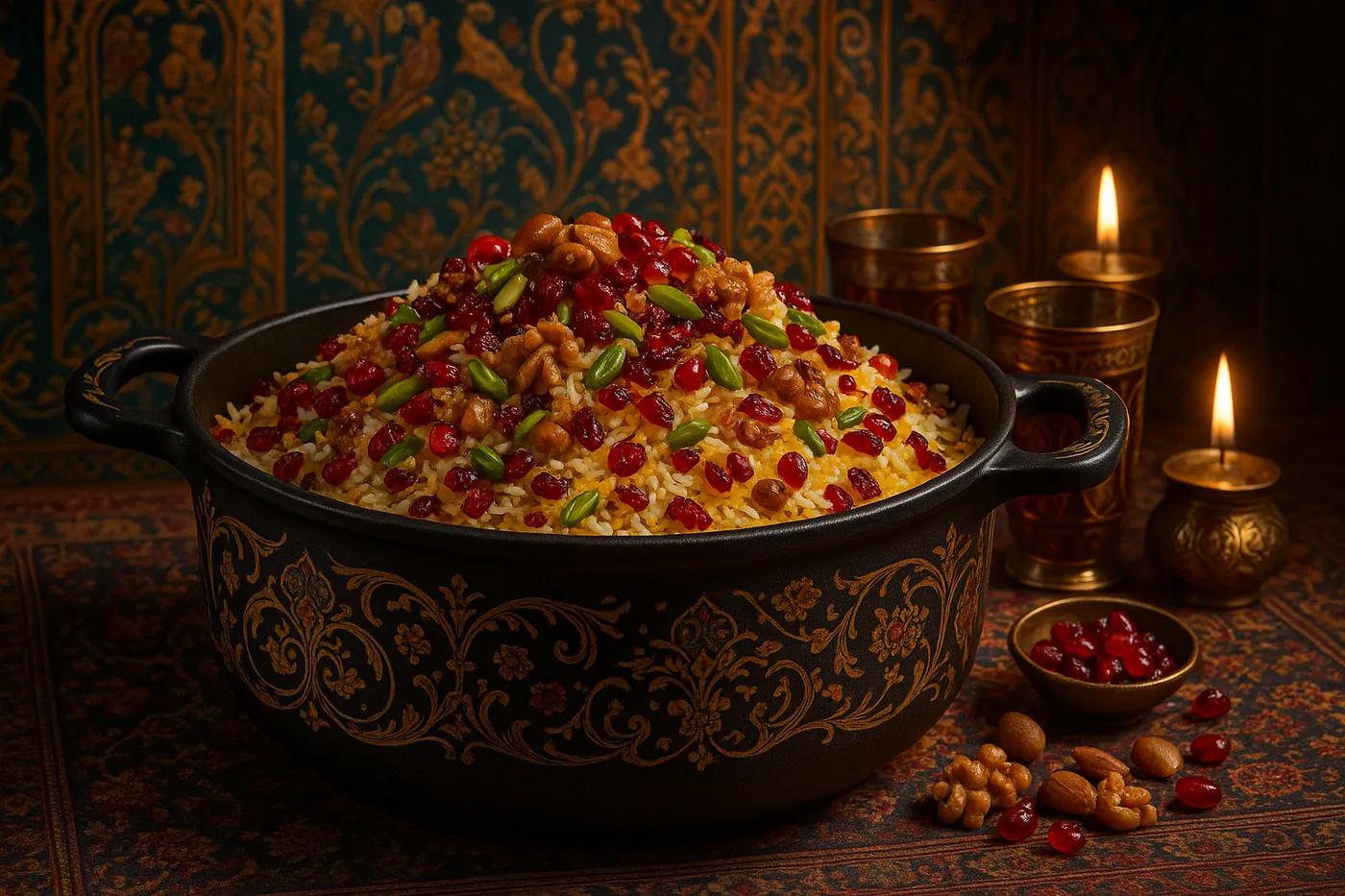Iranian Jeweled Rice (Morasa Polo) in Cast Iron